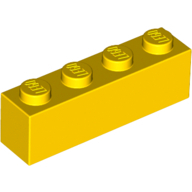 Lego kostka (kostička) 1x4, žlutá (301024)